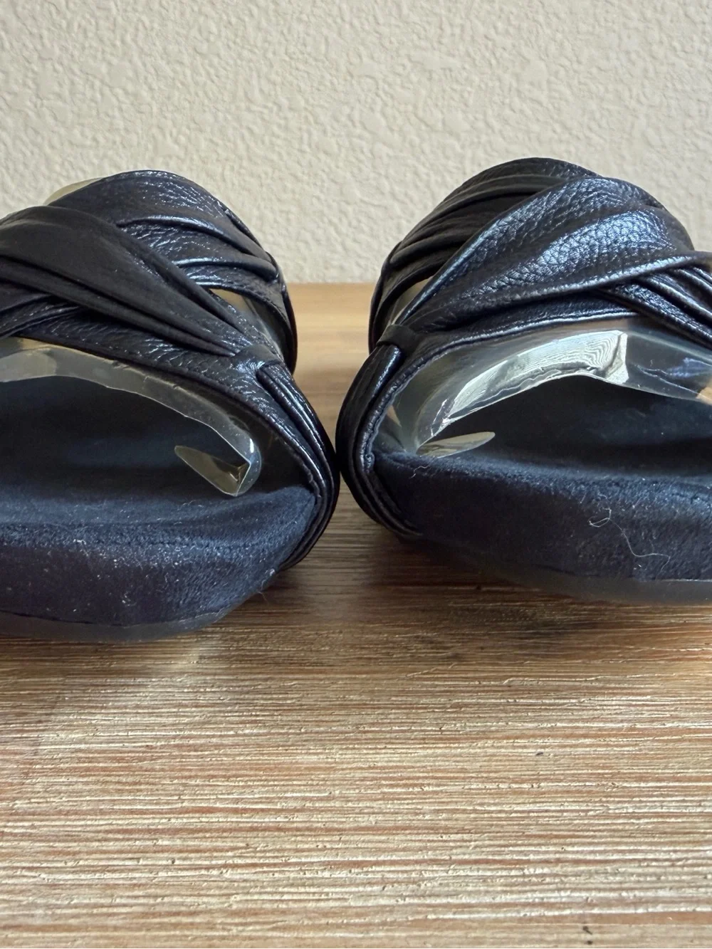 Aerosoles What's What Black Leather Open Toe Sandal Slip On Women’s 8.5 New Box
